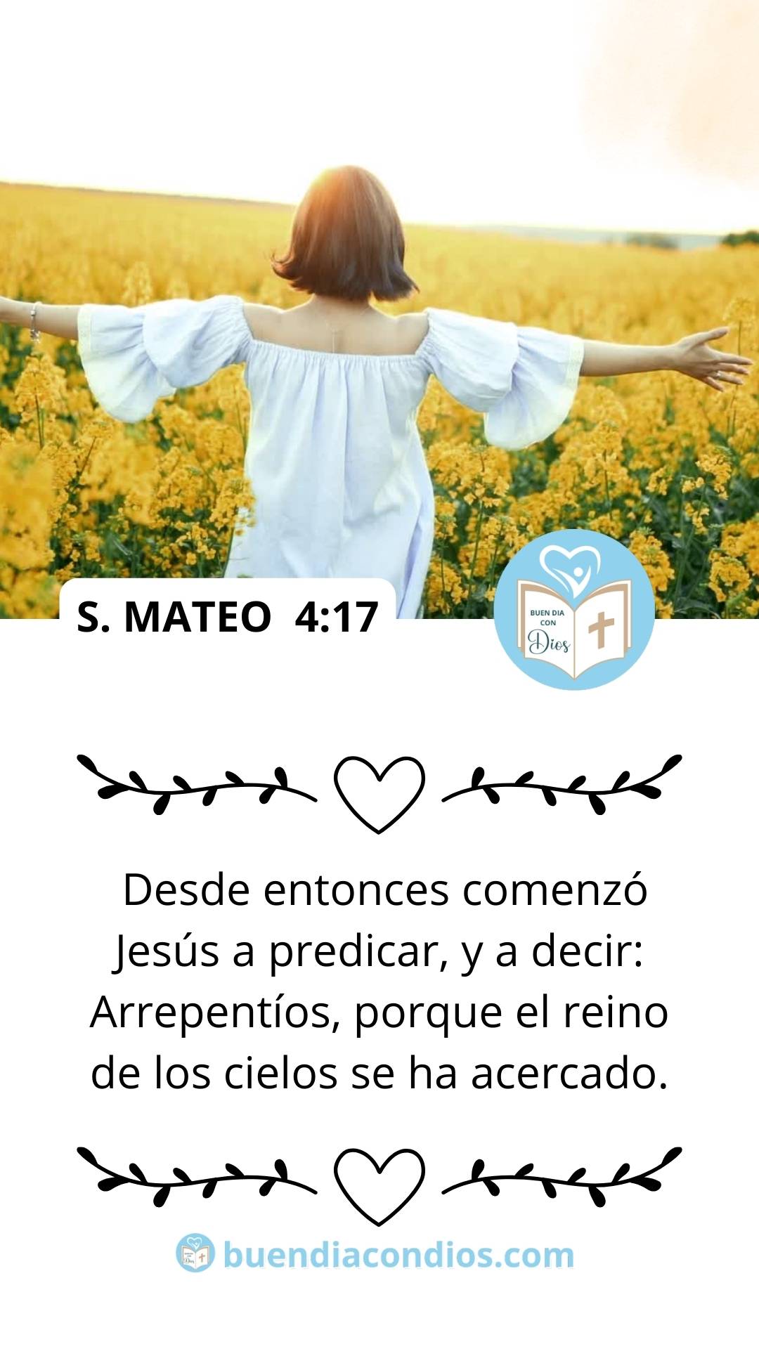 Folleto con Versículos de la Biblia San Mateo 4:17